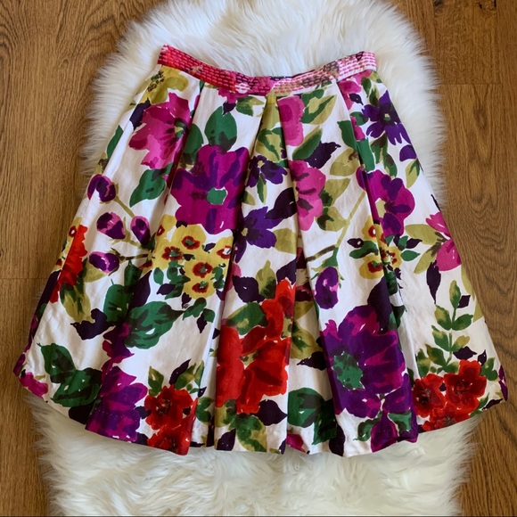 Baraschi Floral Pleated Lined A Lined Skirt Sz 6 - Picture 2 of 8